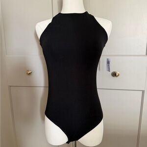 NWT Old Navy Black Halter Bodysuit XS Petite Minimal Basic